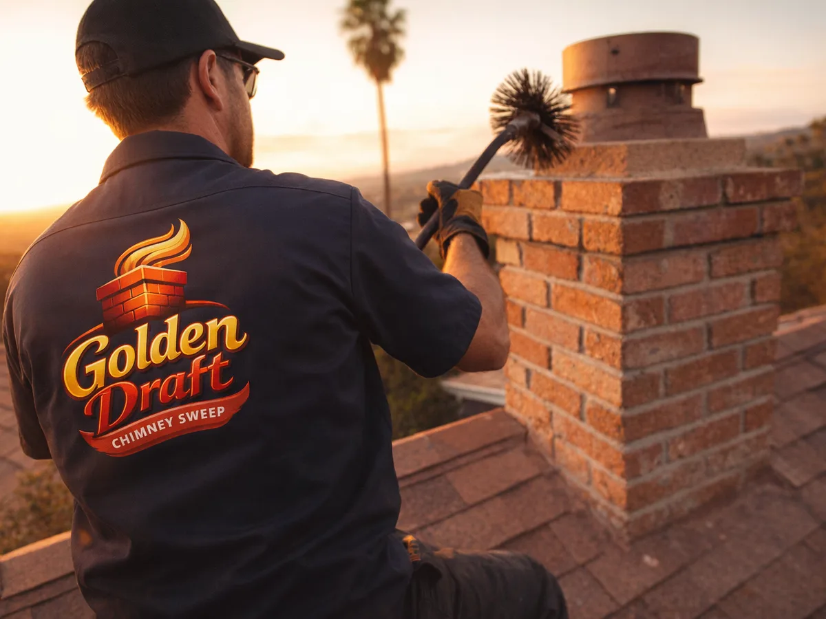 chimney sweep technician on the job in San Jose, CA